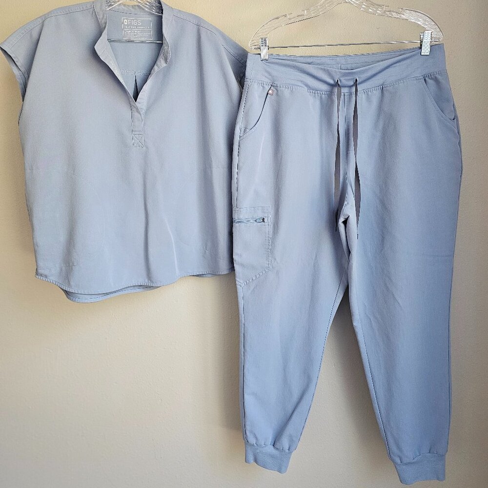 Figs Dusty Blue Limited Edition Scrub Set Large Rafaela Top XL HW Zamora Joggers